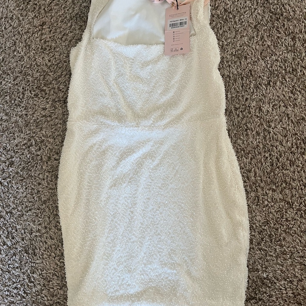 Oh Polly White Beaded Mini Dress